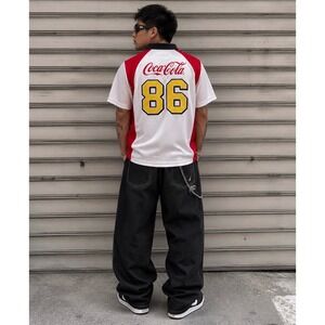 Coca-Cola Jersey Mens XL White Red Forever 21 Soccer Striped Coke 86 Shirt Gym